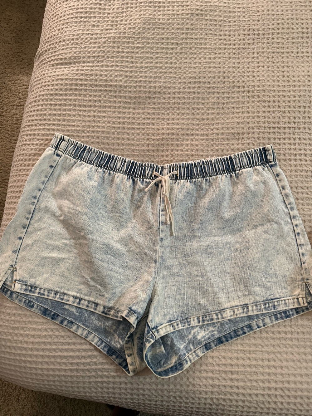 Light Blue Women's Drawstring Jean Shorts